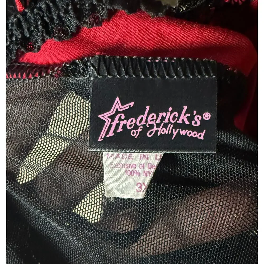 Frederick's of Hollywood Red Leopard Lace Sheer Babydoll Chemise Size 3X